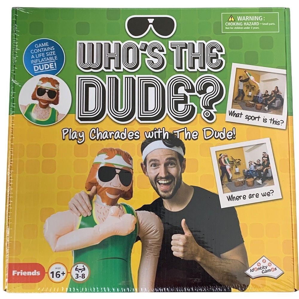 Who's The Dude Charades Game - Use the Life Size Inflatable Dude to Act Out u...
